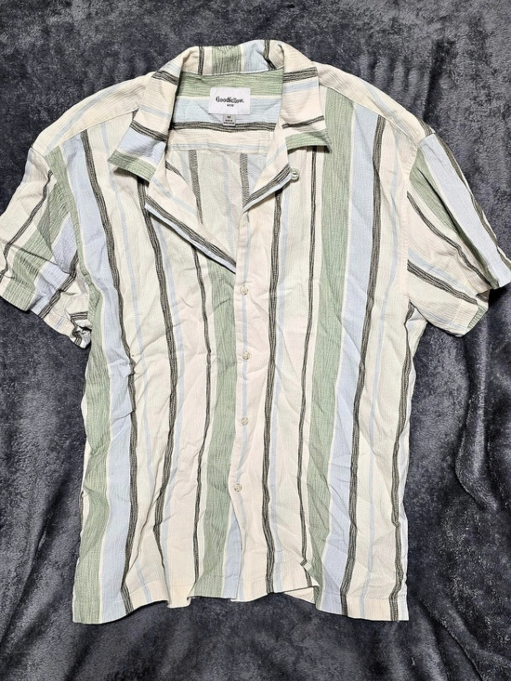 Goodfellow & Co Striped Button Down Shirt in Green & White